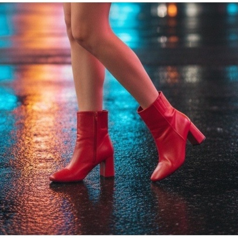 Sugar‎ Red heeled booties Boots Sexy Size 6.5 Ankle Women's Shoes Hot! Excellent